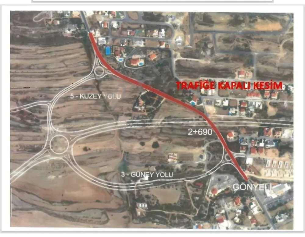  Gönyeli-Boğaz yolu pazartesi gününe kadar trafiğe kapalı